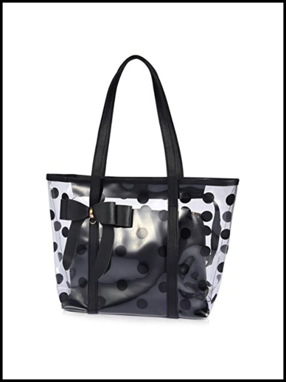 Clear PVC Tote Bag with Bow & Polka Dots - Waterproof Beach Shoulder Bag